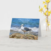 Zee Gull Bird bij de Ocean Bible Verse Art Note Kaart (Gele Bloem)