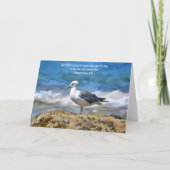 Zee Gull Bird bij de Ocean Bible Verse Art Note Kaart (Voorkant)