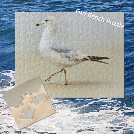 Zee Gull Bird loopt op strand Puzzle Legpuzzel