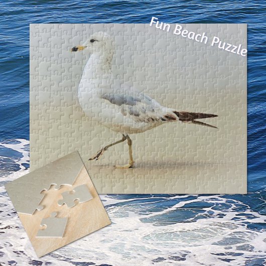 Zee Gull Bird loopt op strand Puzzle Legpuzzel