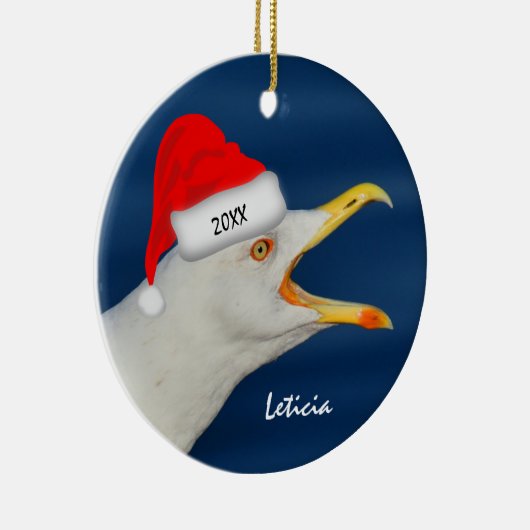 Zee Gull in Kerstmis in Santa Hat Keramisch Ornament (Rechts)