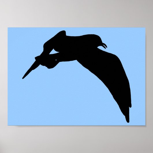 Zee Gull Silhouette in zwart glijden door de lucht Poster (Voorkant)