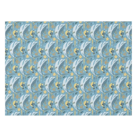 Zee haai geel groen Sinaasappel kinderen verjaarda Tafelkleed (Voorkant (Horizontaal))