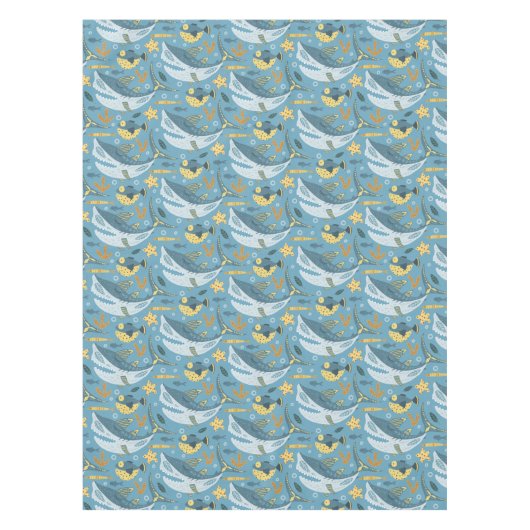 Zee haai geel groen Sinaasappel kinderen verjaarda Tafelkleed (Voorkant)