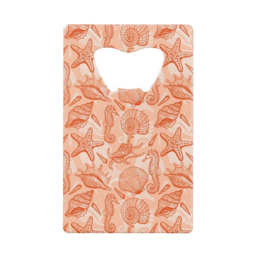 Zee handgetekend patroon creditkaart flessenopener (Voorkant)