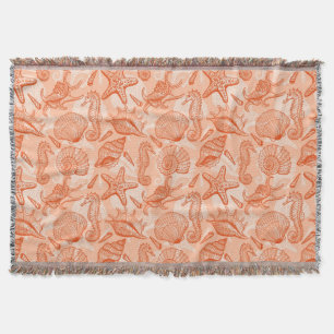 Zee handgetekend patroon deken