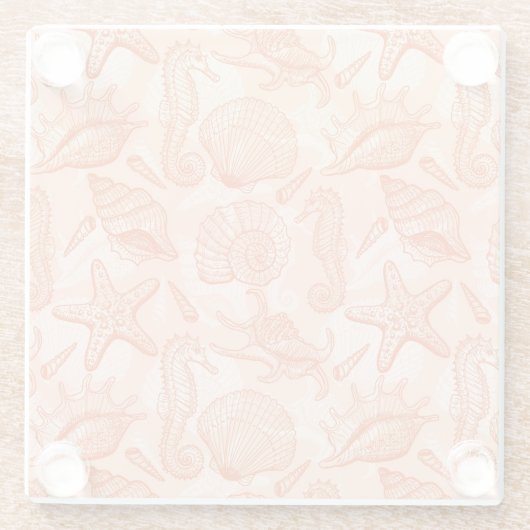 Zee handgetekend patroon glazen onderzetter (Achterkant)