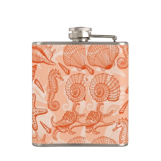 Zee handgetekend patroon heupfles (Achterkant)