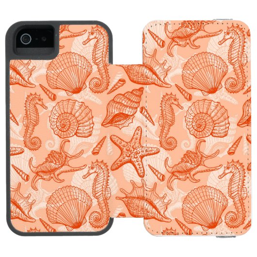 Zee handgetekend patroon incipio iPhone portemonnee hoesje (Agenda Open)