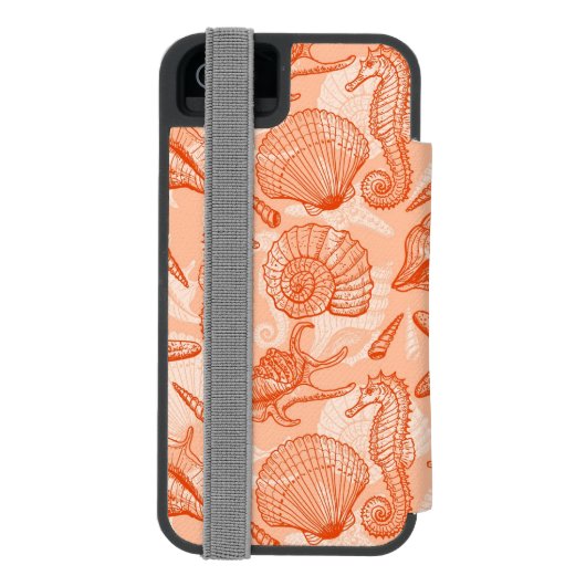 Zee handgetekend patroon incipio iPhone portemonnee hoesje (Agenda Achterkant)