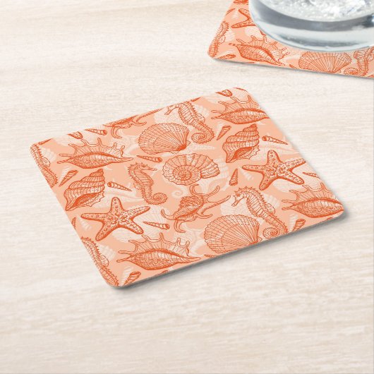 Zee handgetekend patroon kartonnen onderzetters (Schuin)