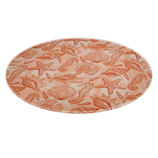 Zee handgetekend patroon snijplank (Hoek)