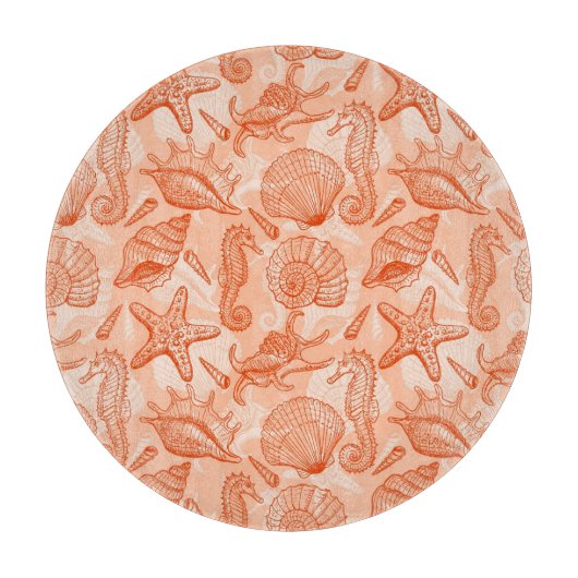 Zee handgetekend patroon snijplank (Voorkant)