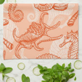 Zee handgetekend patroon theedoek (Gevouwen)