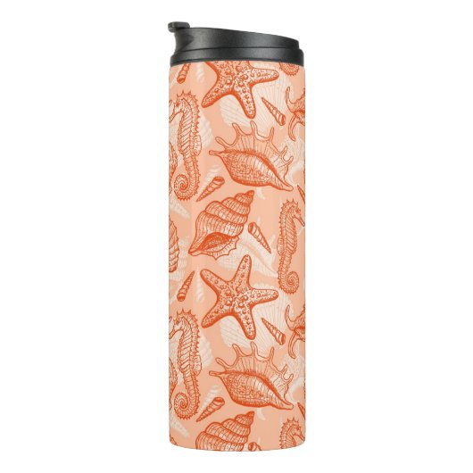 Zee handgetekend patroon thermosbeker (Geroteerd rechts)