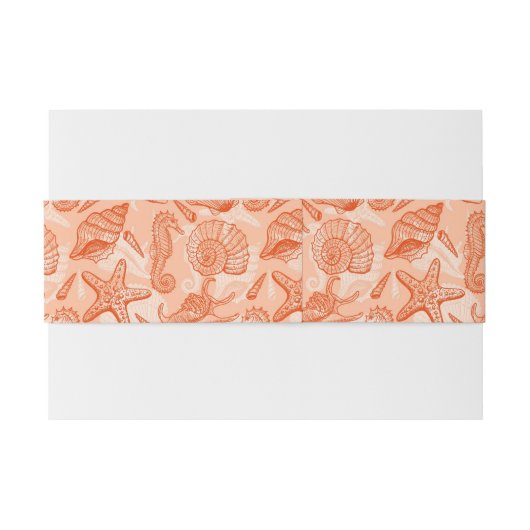 Zee handgetekend patroon uitnodigingen wikkel (Achterkant Voorbeeld)