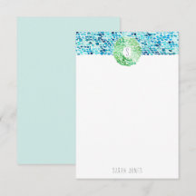 Zee handmatige Waterverf briefkaart - Aqua