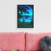 Zee hasui kawase met wolk japanse moonlit nachtkle canvas afdruk (Insitu (Woonkamer))