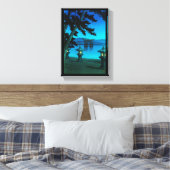 Zee hasui kawase met wolk japanse moonlit nachtkle canvas afdruk (Insitu (Slaapkamer))