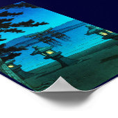 Zee hasui kawase met wolk japanse moonlit nachtkle poster (Hoek)