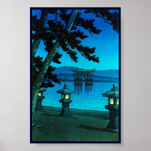 Zee hasui kawase met wolk japanse moonlit nachtkle poster
