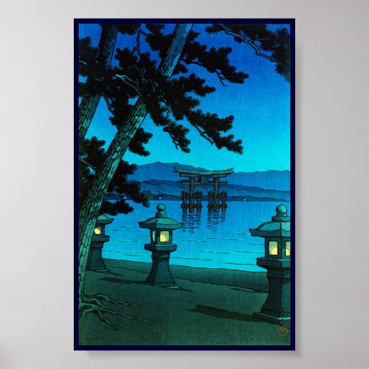 Zee hasui kawase met wolk japanse moonlit nachtkle poster (Voorkant)