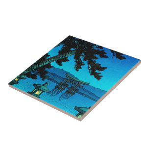 Zee hasui kawase met wolk japanse moonlit nachtkle tegeltje