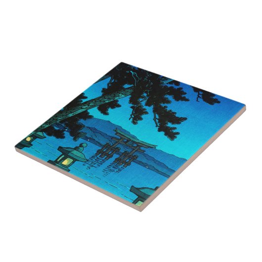 Zee hasui kawase met wolk japanse moonlit nachtkle tegeltje (Zijkant)