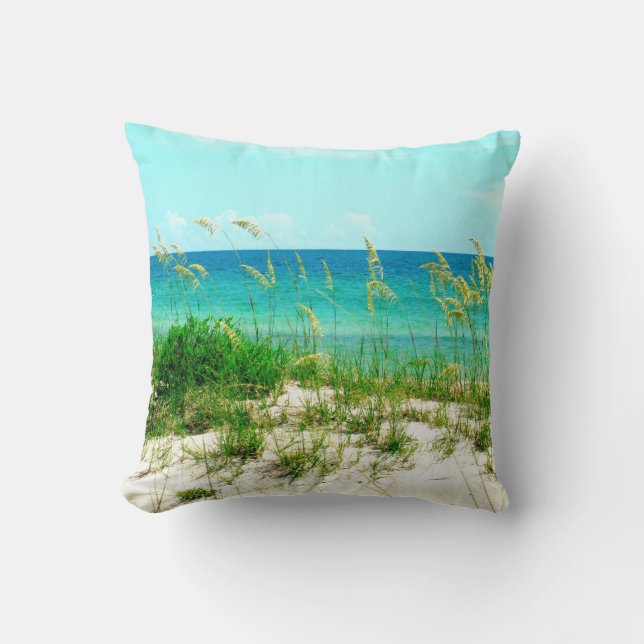 Zee haver en Dune Grass Beach Pillow Kussen (Voorkant)
