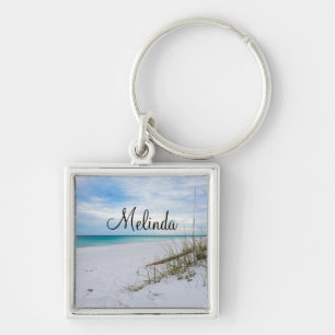 Zee Haver en White Sand Beach Morning Sleutelhange Sleutelhanger