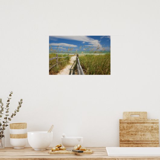 Zee haver (Uniola paniculata) die op het strand wo Poster (Keuken)