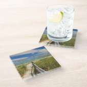 Zee haver (Uniola paniculata), met een strand Glazen Onderzetter (Schuin)