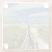 Zee haver (Uniola paniculata), met een strand Glazen Onderzetter (Achterkant)