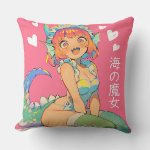 Zee heks "Umi no Majo" Kawaii Anime Monster Girl Kussen