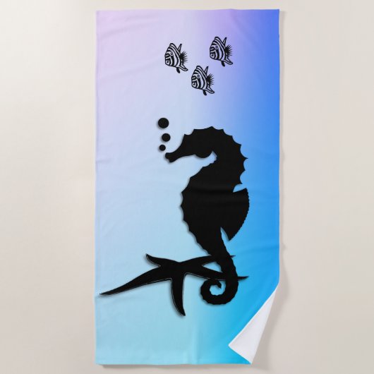 Zee Horse Blue Lavender Strandlaken (Voorkant)