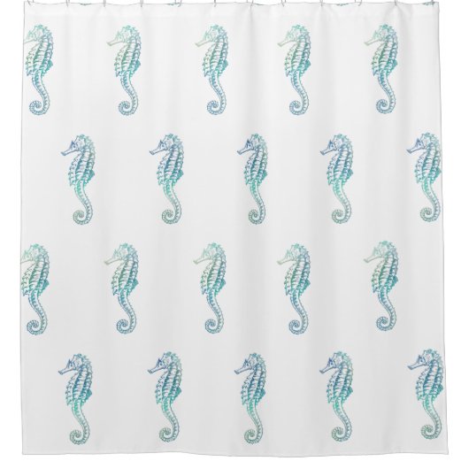 Zee Horse Blue Shower Curtain Douchegordijn (Voorkant)