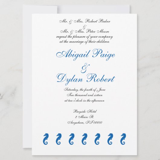 "Zee Horse Serenity" Huwelijksuitnodigingen Kaart (Voorkant)