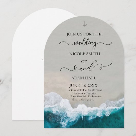 Zee huwelijksuitnodiging kaart (Voorkant / Achterkant)