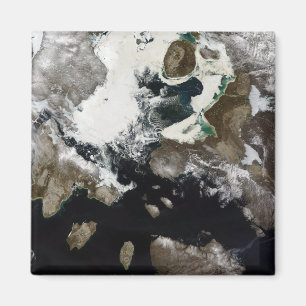 Zee ijs en sediment zichtbaar in Nunavut, Canada Magneet