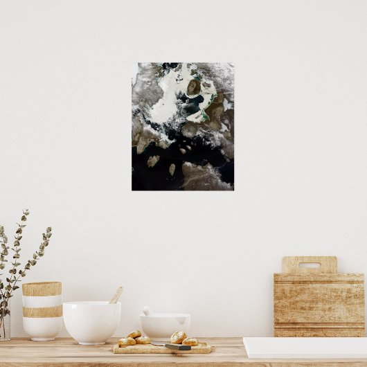 Zee ijs en sediment zichtbaar in Nunavut, Canada Poster (Keuken)