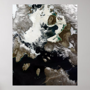 Zee ijs en sediment zichtbaar in Nunavut, Canada Poster