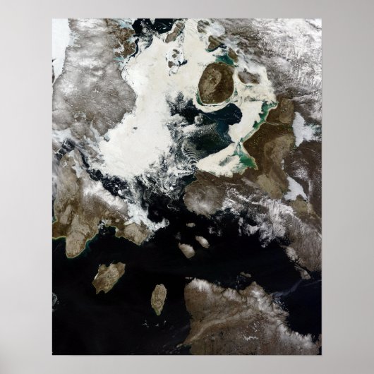 Zee ijs en sediment zichtbaar in Nunavut, Canada Poster (Voorkant)
