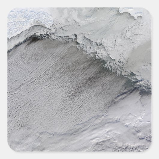 Zee-ijs en wolkenstraten in het Zee Bering Vierkante Sticker (Voorkant)