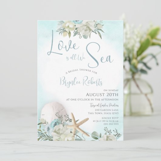 Zee is Liefde Vrijgezellenfeest Bloemenstrand Kaart (Staand voorkant)