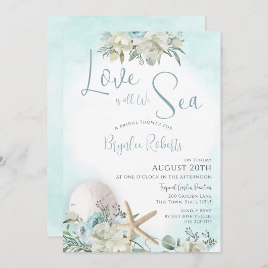 Zee is Liefde Vrijgezellenfeest Bloemenstrand Kaart (Voorkant / Achterkant)