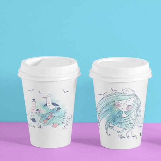 Zee is mijn liefde papieren bekers