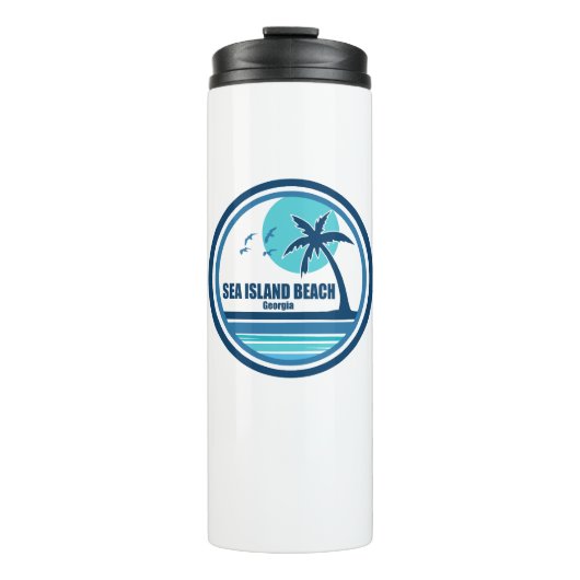 Zee Island Beach Georgia palmvogels Thermosbeker (Voorkant)