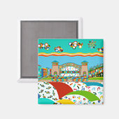 Zee Isle City Band Shell Square Magnet (Voorkant / Achterkant)