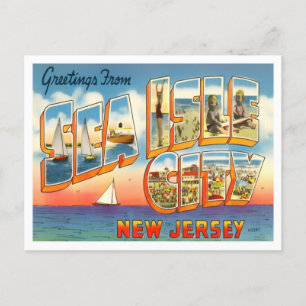 Zee Isle City, New Jersey  Big Letters Briefkaart