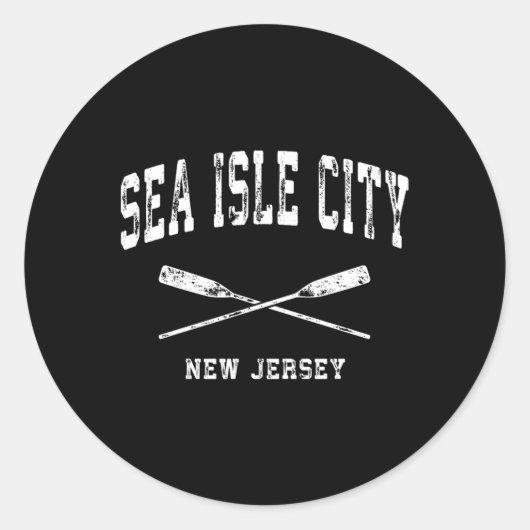 Zee Isle City New Jersey Nautical Crossed Oars Ronde Sticker (Voorkant)